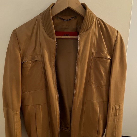 Hugo boss leather jacket light brown - Picture 2 of 11